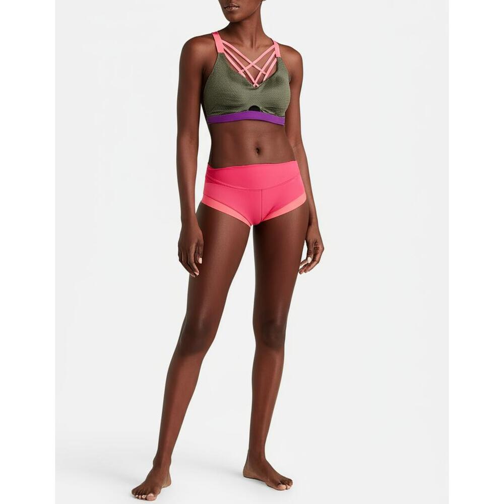 Victoria's Secret VSX Sport Bra Womens 42DD Olive Purple Coral Breathable Active - Picture 2 of 9